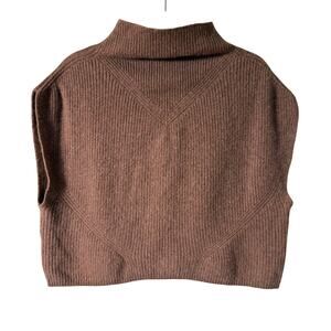 Anthropologie The Enza Cashmere Poncho Sweater Vest SZ L Cozy Warm Chic Mock Nec